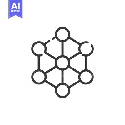 Premium design asset: Minimalist Molecular Structure Icon: Interconnected Circles and Lines
