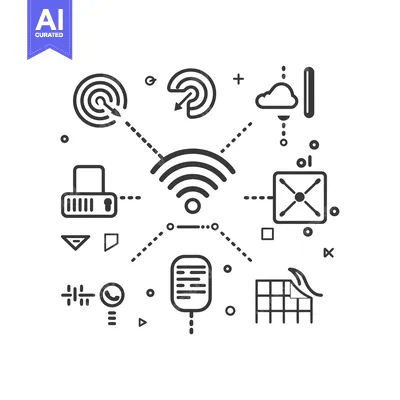 Aset desain premium: Network of Connected Devices and Symbols