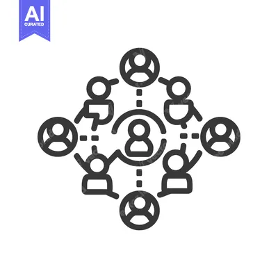 Aset desain premium: Network of connected people icons representing communication and colla