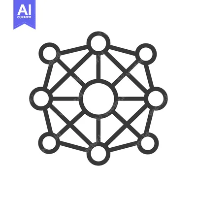 Aset desain premium: Network of interconnected circles with a central hub