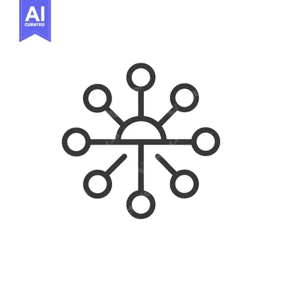 Aset premium populer: Network Connection Icon: Central Node with Circular Connections, Minim