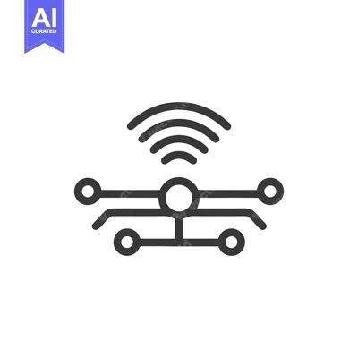 Aset desain premium: Minimalist Icon: Wireless Network Chip with Clean Lines and Modern Des