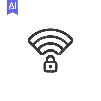 Aset premium populer: Secure WiFi Icon: Black Outline of Wireless Signal with Padlock