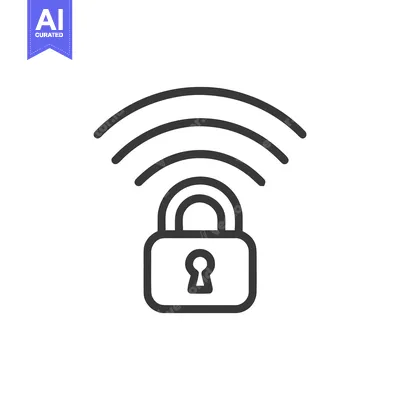 Secure Wireless Connection: Padlock with WiFi Signal Icon Graphic