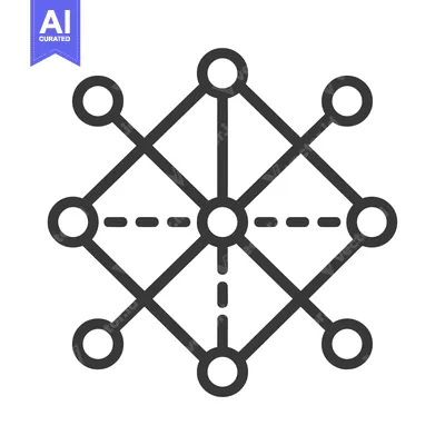 Aset desain premium: Network with eight nodes connected in a diamond shape