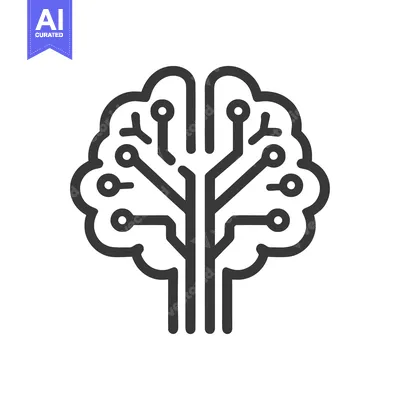 Minimalist Brain Circuit Icon: Neural Network, Artificial Intelligence