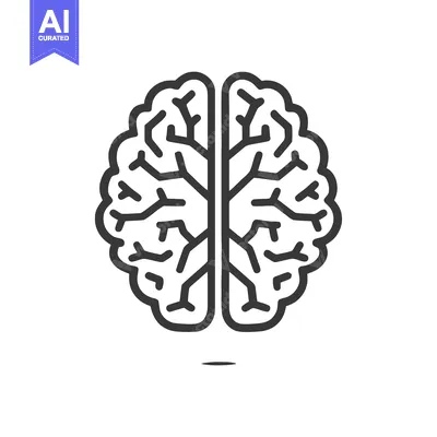Aset premium populer: Simplified Brain Icon: Anatomical Symbol with Neural Network Design