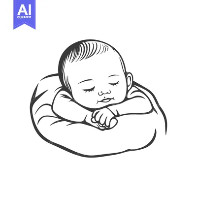 Premium design asset: A small infant sleeping soundly on a fluffy supportive pillow