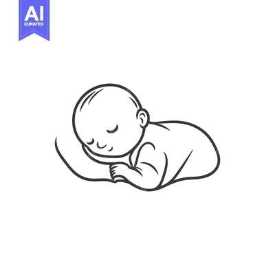 Premium design asset: A peaceful infant sleeping soundly on a soft pillow illustration