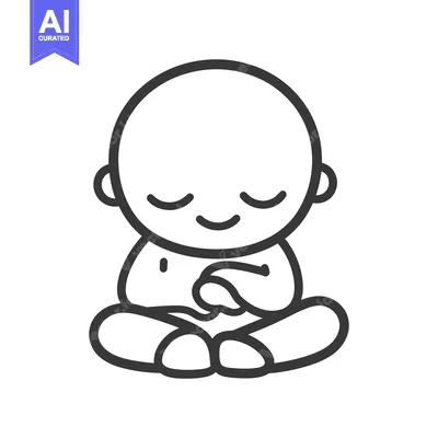 A Simple Cartoon Depiction of a Person in a Meditative Pose