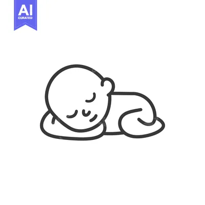 Premium design asset: A simple minimalist illustration of a sleeping baby in repose