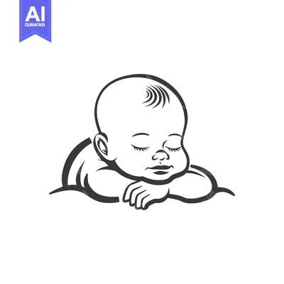 Aset desain premium: A cute sleeping baby rests peacefully on a surface