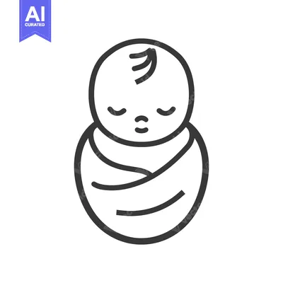 Aset premium populer: A simple line drawing of a peacefully sleeping infant