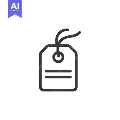 Aset premium populer: Minimalist Price Tag Icon with String and Lines on White Background