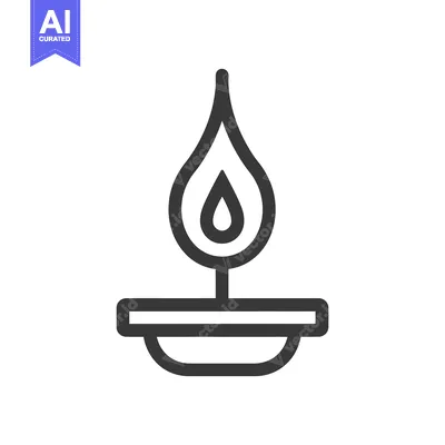 Aset desain premium: Simple stylized illustration of a burning candle with a flame