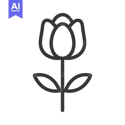 Aset desain premium: A single flower illustration shows petals leaves and a stem
