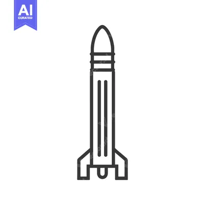 Aset desain premium: A Simple Linear Illustration Depicting a Space Travel Rocket