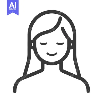 Aset premium populer: A simple black and white line drawing of a female person