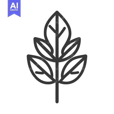 Aset premium populer: A simple black outline drawing of a stylized leaf design