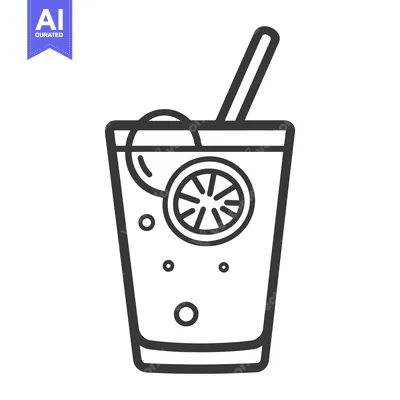 Aset premium populer: A graphic illustration of a refreshing drink with a slice of lemon
