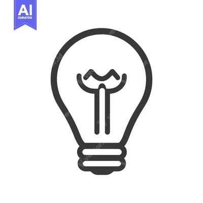 Aset premium populer: The simple black and white illustration of a lightbulb is displayed