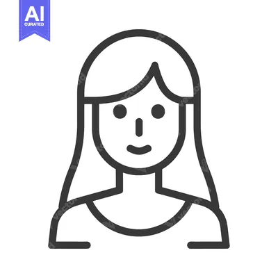Popular premium asset: A simple illustration showing a woman facing forward with long hair