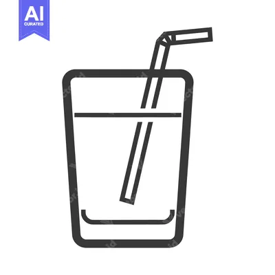 A Simple Illustration Depicting a Glass with a Drinking Straw