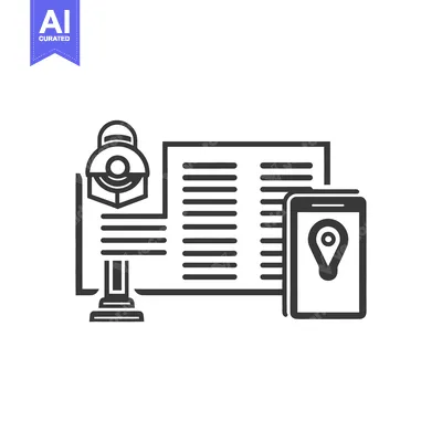 Premium design asset: A black and white illustration showing information and location