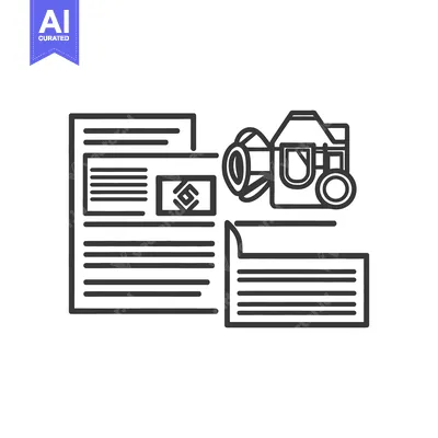 Aset desain premium: A camera and documents create an illustration of media concepts