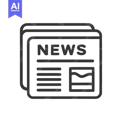 Aset desain premium: Minimalist News Icon: Stacked Newspaper with Headlines and Image