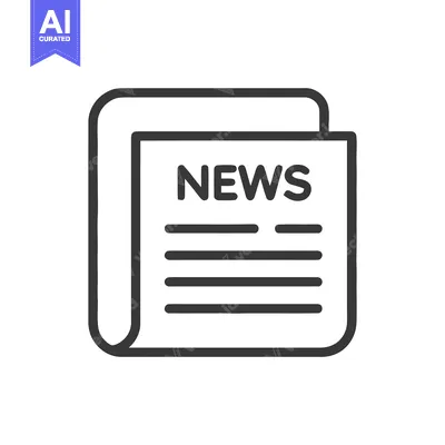 Aset desain premium: Bold Outline Newspaper Icon with Headlines and Rolled Corner Design
