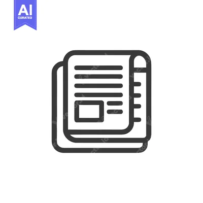 Aset premium populer: Stacked Newspaper Icon with Rolled Edge, Dark Outline on White Backgro