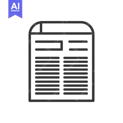 Aset desain premium: Simple outlined icon depicting the presence of a newspaper document