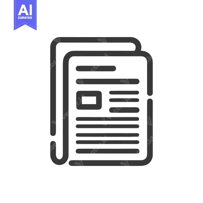 Aset desain premium: Newspaper Icon: Stacked Pages with Text and Image Layout
