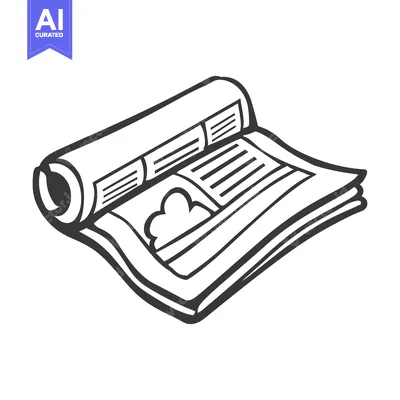 Premium design asset: A partially rolled newspaper with some visible printed content