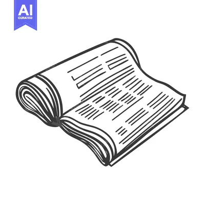 Popular premium asset: A rolled up open newspaper is lying on a white background