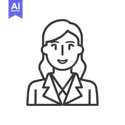 Aset premium populer: A simple line drawing of a woman smiling nicely