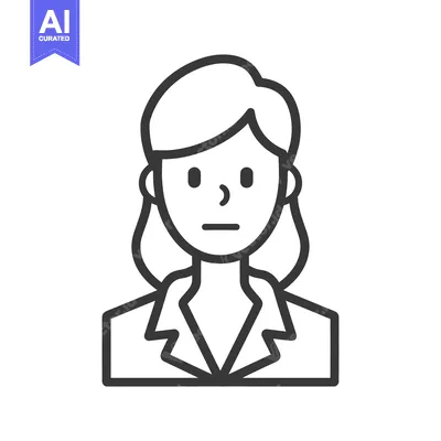 Aset desain premium: A simple black and white line drawing portrait of a woman