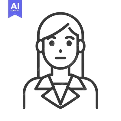 Aset desain premium: A simple line drawing of a woman with long hair