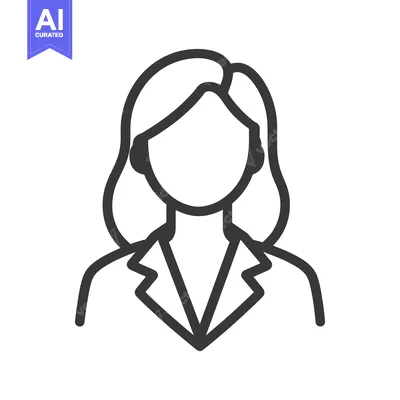 Aset premium populer: A black and white line art illustration of a woman