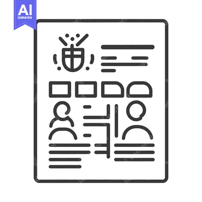 Aset desain premium: An outline illustration of a document featuring multiple elements