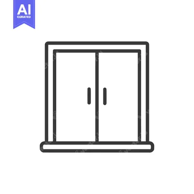 Aset premium populer: Minimalist Double Door Icon: Simple, Clean Design with Handles
