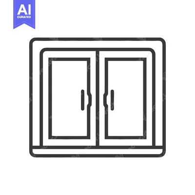 Premium design asset: Minimalist Double Door Icon: Clean Line Art Illustration on White Back