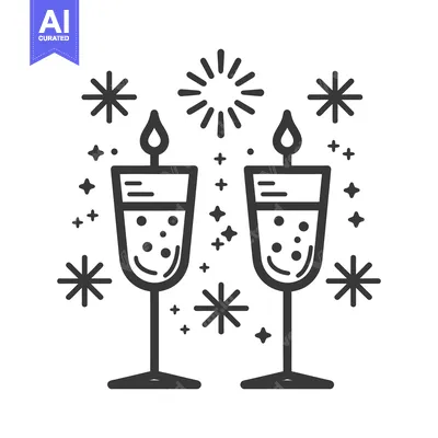 Aset desain premium: Two Champagne Glasses Celebrating A Festive Occasion With Sparkles