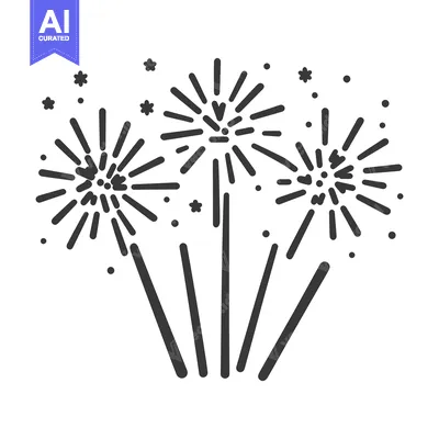 Aset desain premium: A simple illustration of celebratory fireworks in an upward display