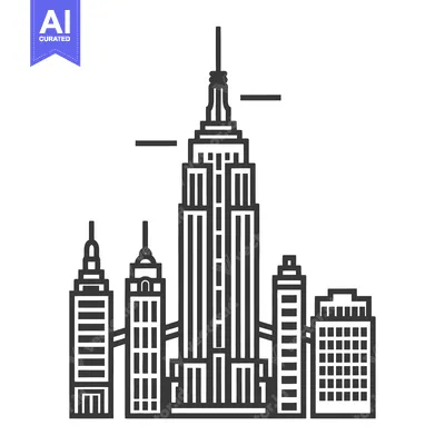 Aset desain premium: A stylized black and white representation of multiple city skyscrapers