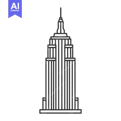 Aset desain premium: A tall modern city building structure with decorative spire