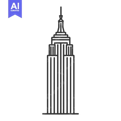 A minimalist drawing of a tall urban skyscraper building