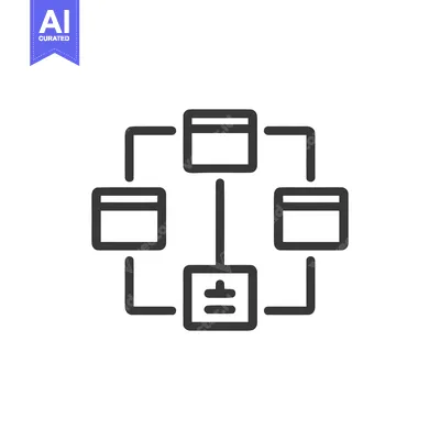 Premium design asset: Data Flow Diagram Icon: Connected Nodes and Data Processing