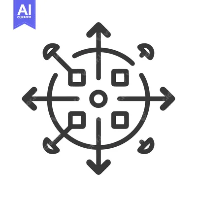 Aset premium populer: Concentric Arrows with Square Intersections: Directional Icon Design
